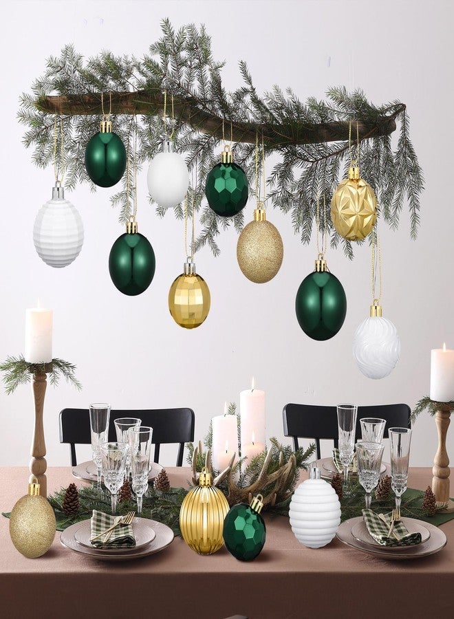 Lunmon 72 Pcs Christmas Ball Ornaments Bulk Emerald Green Gold White Tree Ornaments 1.57/1.97/2.36 Inch Shatterproof Matte Glitter Xmas Baubles Assorted Vintage Christmas Decor for Xmas Tree Home - Image 4
